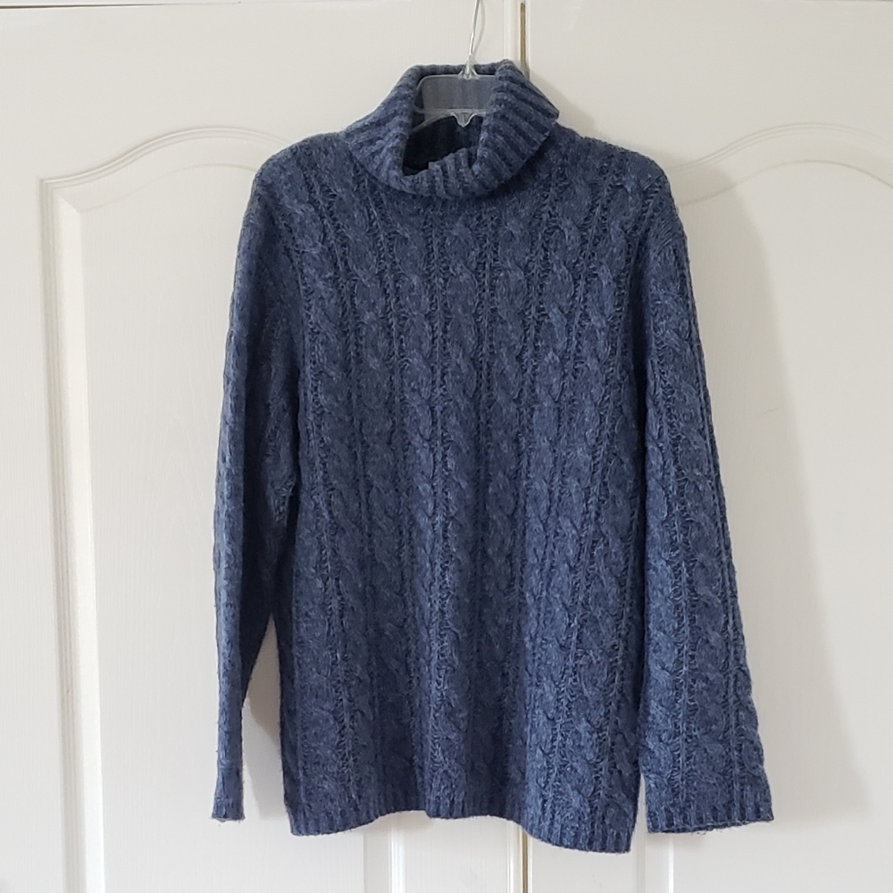Eddie Bauer Ladies Blue Wool Turtleneck Sweater Size L